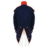 Back view of Napoleon Military Jacket, a historical tailcoat costume for reenactments and theatrical performances.